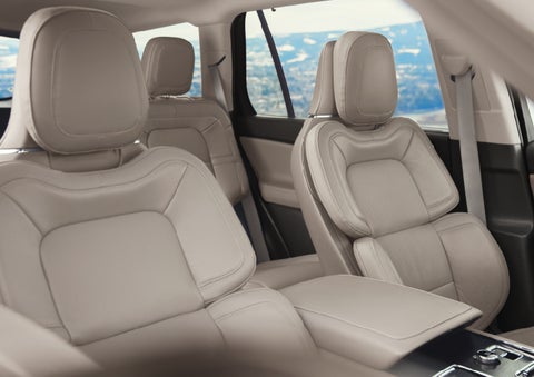 The interior of a 2024 Lincoln Aviator® SUV in the Sandstone interior color | Caruso Lincoln in Long Beach CA