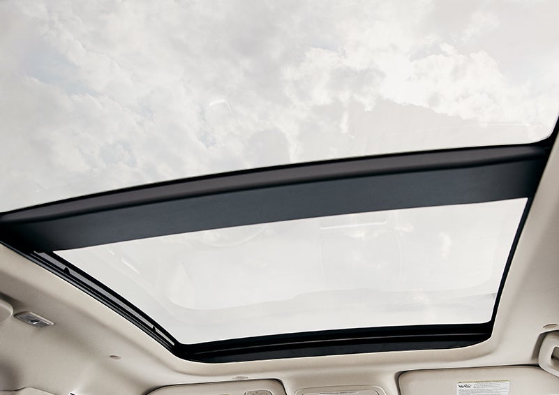 The available panoramic Vista Roof® is shown from inside a 2024 Lincoln Corsair® SUV. | Caruso Lincoln in Long Beach CA