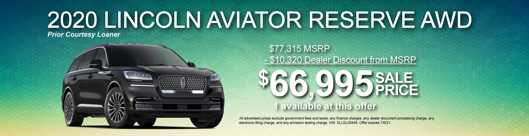 Over $10,000 off MSRP for a 2020 Aviator Reserve