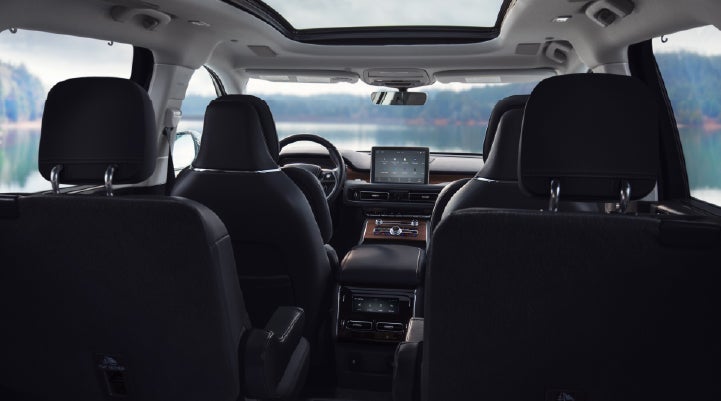 The interior of a 2024 Lincoln Aviator® SUV from behind the second row | Caruso Lincoln in Long Beach CA