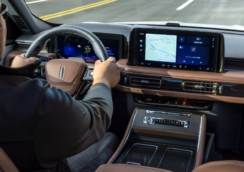 A person is driving a 2025 Lincoln Aviator® SUV from inside the cabin. | Caruso Lincoln in Long Beach CA