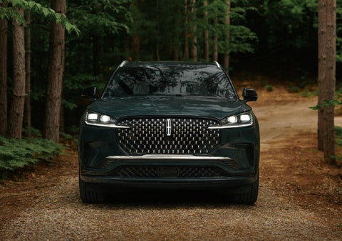 The front grille of a 2027 Lincoln Aviator® Black Label™ SUV is shown. | Caruso Lincoln in Long Beach CA