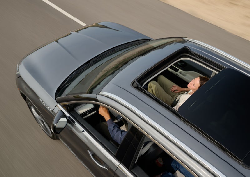 The available panoramic Vista Roof® of a 2027 Lincoln Aviator® SUV is open. | Caruso Lincoln in Long Beach CA