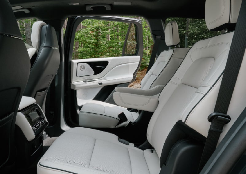 A side view of the second row with captain’s chairs in a 2027 Lincoln Aviator® Black Label™ SUV. | Caruso Lincoln in Long Beach CA