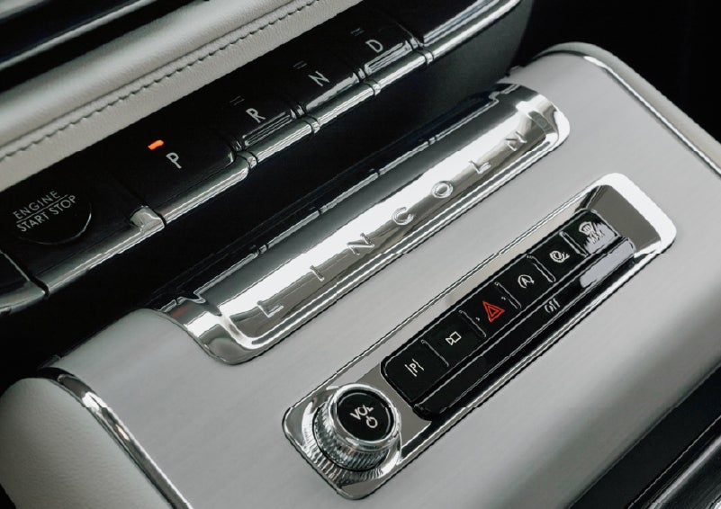 The piano key gear selector of a 2027 Lincoln Aviator® Back Label™ SUV. | Caruso Lincoln in Long Beach CA
